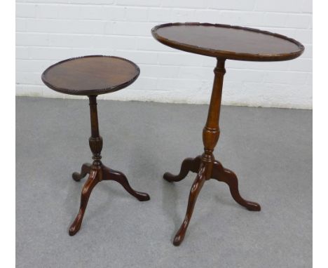 Mahogany pedestal wine table on a baluster column together with another, tallest 63 x 44cm (2)