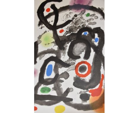 Anonym (20. Jahrhundert) Ohne Titel, 1968, Gouache. Rechts unten unleserlich signiert. Abstrakte Formen, die an Miro erinnern