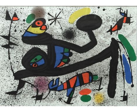 Miró, Joan (1893-1983) "Derrière le Miroir - No 193/194", eine Farblithografie, aus dem Heft gelöst und gerahmt. Die Künstler