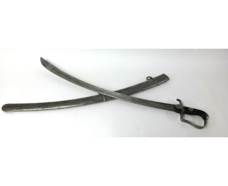 A British 1796 pattern light cavalry troopers sabre and scabbard with stirrup hilt by Osborne.