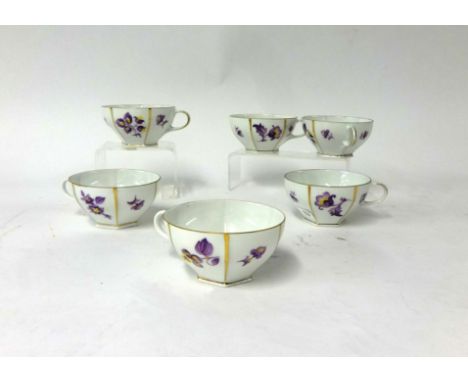 A Czech porcelain tea service decorated with flowers.
