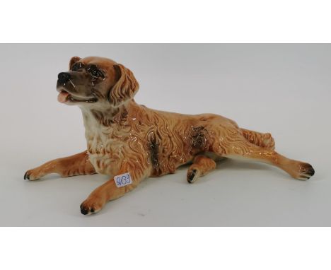 PORZELLANFIGUR "Liegender Hund", Manufaktur Goebel, Rödental, blaue Stempelmarke und Modellnummer 3009513 als Blindmarke. Lie