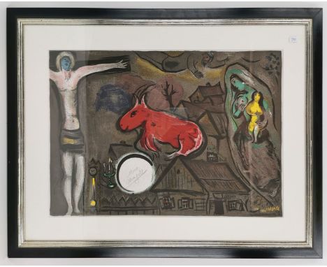 CHAGALL, MARC (1887-1985), Farblithografie / Künstlersteinzeichnung: "Crucifixion", auf dem Druck signiert, rückseitig mit Ze