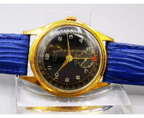 ARCTOS PARAT VINTAGE ARMBANDUHR, Handaufzug. Vergoldetes Gehäuse mit schwarzem Zifferblatt mit arabischen Zahlen und äußerer 