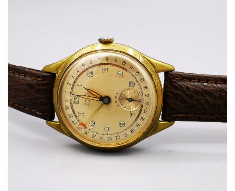 PARA PARAT VINTAGE ARMBANDUHR, Handaufzug. Vergoldetes Gehäuse mit goldfarbenem Zifferblatt mit arabischen Zahlen und äußerer