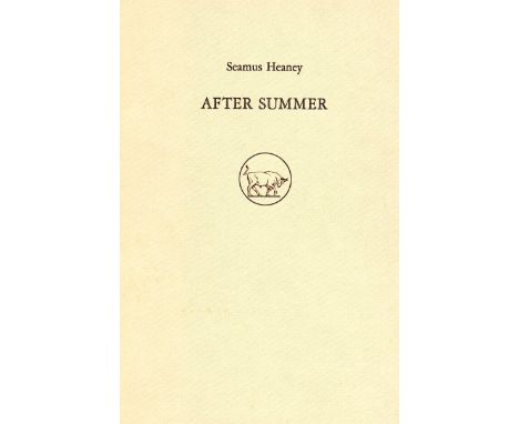 Heaney (Seamus)   After Summer,   (The Deerfield Press 1978) First Edn. V.g. + in cloth/d.w. Faded at edges and creased at to