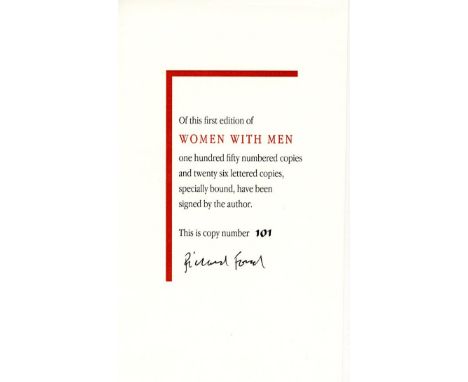 Ford (Richard) Women with Men,  (Knopf 1997) First Edn., Number 101 of 150 numbered copies of the First Edn.  Specially bound