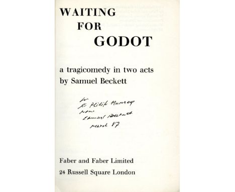 Beckett (Samuel) Waiting for Godot, (Faber 1959) First UK Paperback Edn. V.g. in rubbed and faded wrappers, light soiling, ow
