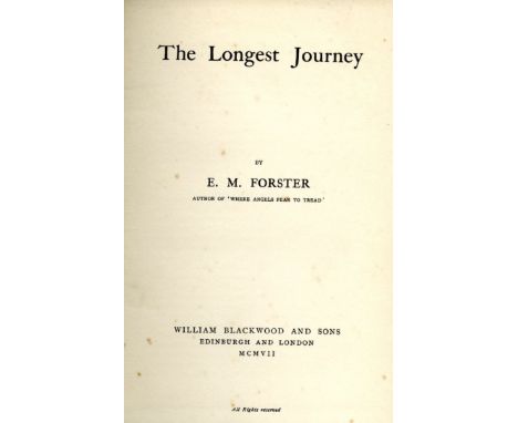 Forster (E M)  The Longest Journey (Wm Blackwood 1907) First Edition, in original dark green cloth, lacks d.w.,  v.g.,  bumpe