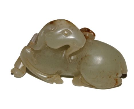 A mutton fat jade goat, 5.5cm 