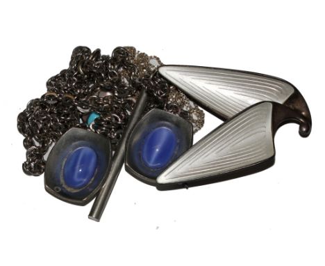 A Norwegian silver and enamel brooch and a Danish brooch, etc 