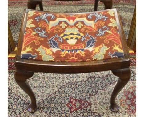 An Edwardian hall stool or piano stool with drop-in upholstered seat, 46H x 50W x 38cmD