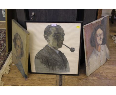 *Three portrait pictures, one framed and glazed 