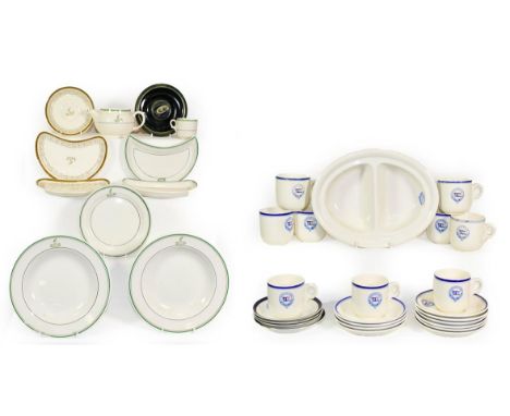 Various Shipping Ceramic Group Baron Lines: two section serving dish, nine cups and 14 saucers; Bibby Line: two bowls, side p