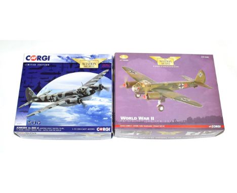 Corgi Aviation Archive 1:72 Scale Two Junkers Ju88s AA36711 Maritime Heavy Fighter and AA36702 Adler Geschwader (both E boxes