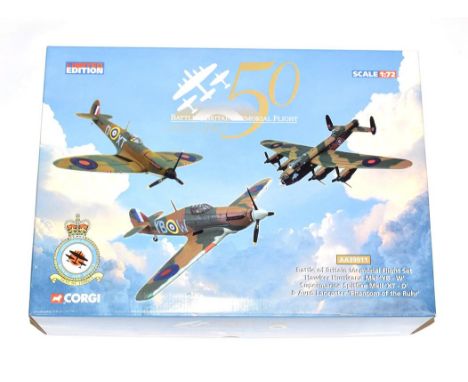 Corgi Aviation Archive AA32602 1:72 Scale Battle Of Britain Memorial Flight Set with Hawker Hurricane, Supermarine Spitfire a