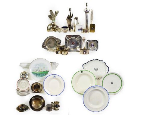 Various Shipping Related Items including various metalware, ceramic dished and assorted oil company related items 