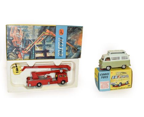 Corgi 1127 Simon Snorkel Fire Engine 420 Ford Thames Airbourne caravan (both E boxes E-G) (2) 