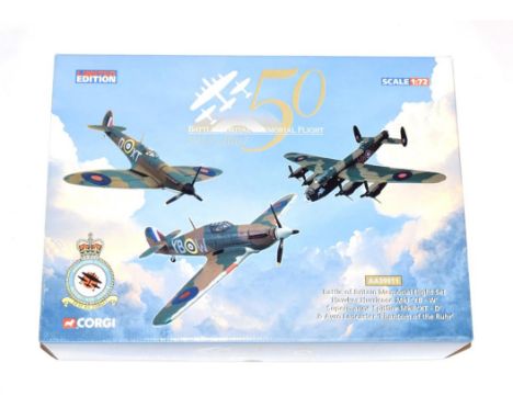 Corgi Aviation Archive AA32602 1:72 Scale Battle Of Britain Memorial Flight Set with Hawker Hurricane, Supermarine Spitfire a