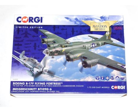 Corgi Aviation Archive AA39915 1:72 Scale Boeing B17F Flying Fortress And Messerschmitt Bf109G Twin Pack (E box E-G)