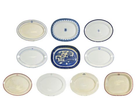 Various Shipping Companies Large Ceramic Platters with examples from Watts, Allan Line, Johnston Line, BSS, RVAP, City of Cor