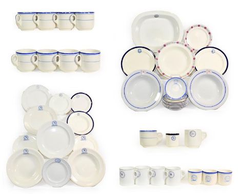 Various Shipping Companies Ceramic Group Caledonian Steam Packet: plate, bowl and two side plates, six cups and a glass; Nort