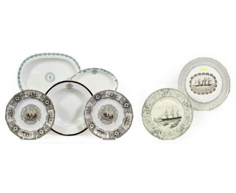 Shipping Ceramic Group Great Western fruit stand, Clipper Ship Red Jacket plate, Liverpool Brazil &amp; River Plate Steam ser