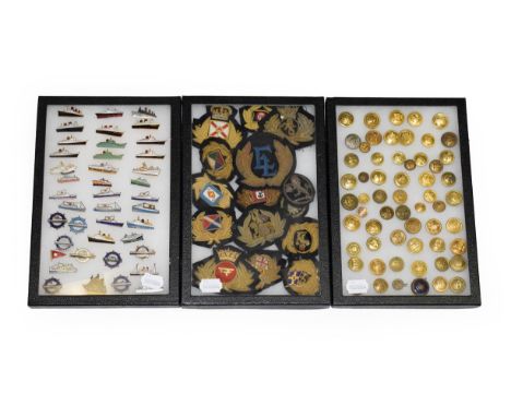 Shipping Related Pin Badges including Carinthia, Mauretania, Sylvania, Duchess of Montrose, The Swan Windermere; together wit