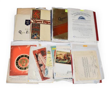 Cunard Paperwork including The Giant Cunarders: Berengaria, Aquitania Mauritania booklet; The New Maunitania, Lusitania Waltz