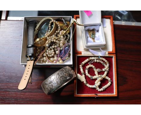 Collection of assorted Costume jewellery inc. SIlver Bangle, watches etc 