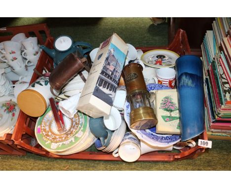 Large Tray of assorted Ceramics inc Poole, Royal Doulton, Miners Lamp 