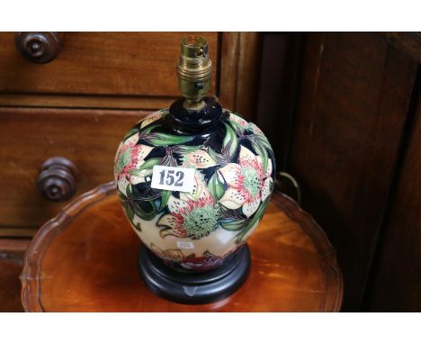 Squat Moorcroft floral decorated Lamp base 