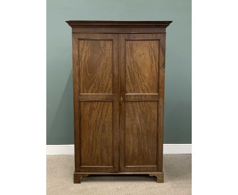 AN ANTIQUE MAHOGANY TWO DOOR WARDROBE on bracket feet, 198 (h) x 114 (w) x 58cms (d)Provenance: private collection Conwy