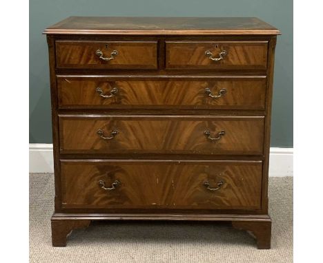 REPRODUCTION MAHOGANY CHEST of two over three long drawers on bracket feet, 92 (h) x 91 (w) x 49cms (d)Provenance: private co