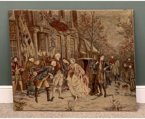 LARGE ANTIQUE TYPE TAPESTRY of street scene, 89 x 109cmsProvenance: private collection Anglesey 