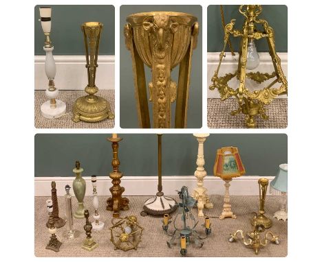 LIGHTING ASSORTMENT including brass, onyx, composite etc. (16)Provenance: private collection Conwy