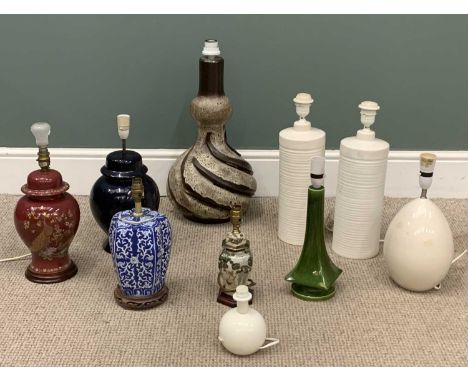 CERAMIC & POTTERY TABLE LAMPS, 60 (h) x 30cms (diam.) the largest (10)Provenance: private collection Conwy