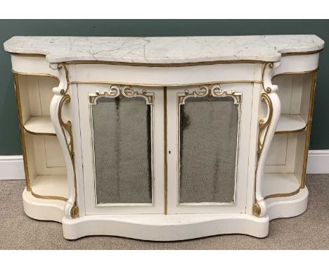 DEMI LUNE CHIFFONIER with marble top and twin mirrored doors, 99 (h) x 169 (w) x 54cms (d)Provenance: private collection Conw