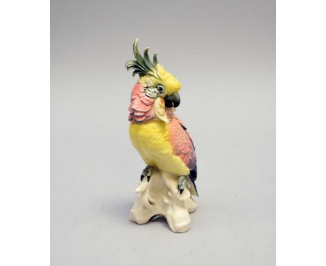 A Karl Ens Volkstedt model of a cockatoo, printed factory mark in green, 28cm highCondition report: Good condition, no damage