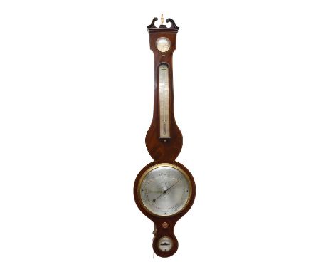 An early 19th century mahogany wheel barometer, by 'Joseph Lafrancho, Ludlow', inlaid with boxwood and ebony stringing, the b