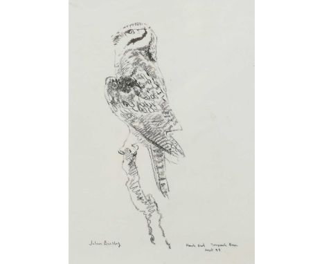 John P Busby SWLA (1928-2015) Snow Buntings, signed bottom right, drawing, measurements 13 x 20 cm, frame 31 x 38 cm, togethe