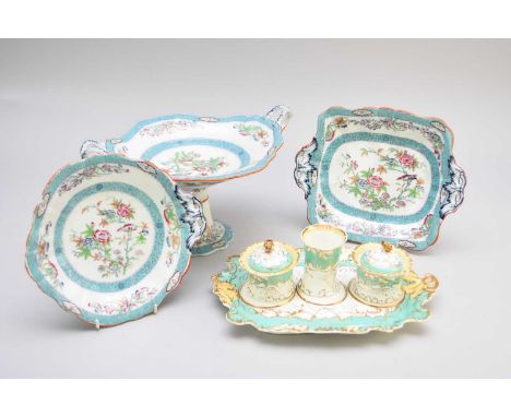 A group of English pottery and porcelaincomprising a Minton 'BB New Stone' ironstone dessert service, pattern A270, circa 183