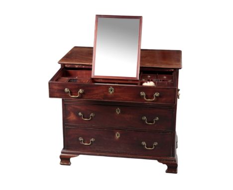 A GEORGE III MAHOGANY DRESSING-CHEST Third quarter 18th century The rectangular moulded top above a fitted dressing-drawer, w