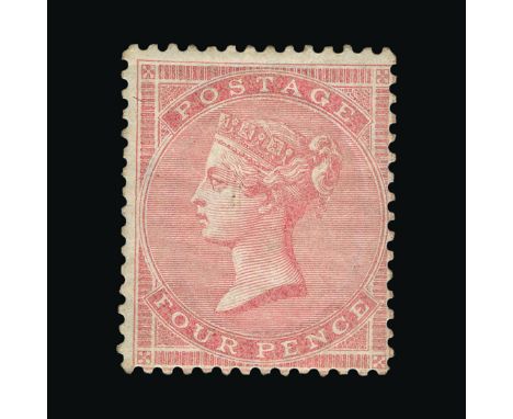 Great Britain - QV (surface printed) : (SG 66b) 1855-57 large Garter 4d rose on thick paper, centred to SE, h/r, fine m.m.  V
