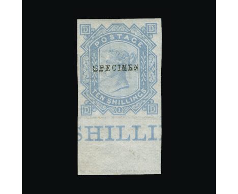 Great Britain - QV (surface printed) : (SG (128)) 1867-83 wmk Maltese Cross 10s IMPERF COLOUR TRIAL IN GREENISH GREY, from bo