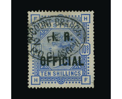 Great Britain - Officials : (SG O10a) 1884-88 INLAND REVENUE 10s ultramarine, HF, with RAISED STRIP AFTER R variety, missing 