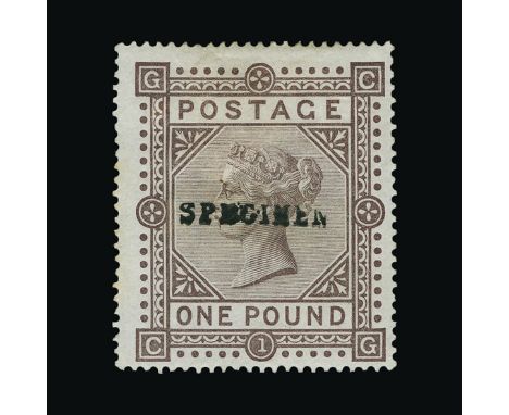 Great Britain - QV (surface printed) : (SG 129s) 1867-83 Maltese Cross £1 brown-lilac, CG, ovptd SPECIMEN Type 9 (broken lett