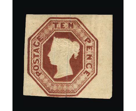 Great Britain - QV (embossed) : (SG 57) 1847-54 10d red-brown, Die 4, marginal with good margins all around, slightly split t