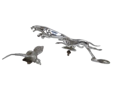 Three Mid 20th Century Chrome Car Mascots To include a Jaguar, Desmo eagle and greyhound mascot.Jaguar longest at 20cmSome lo