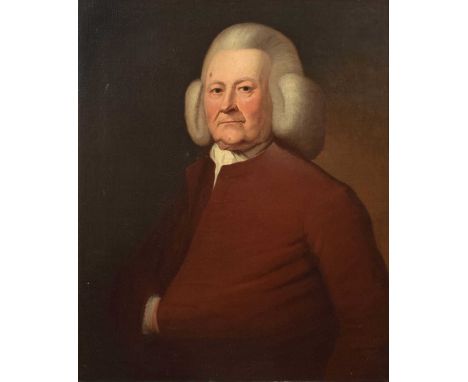 English School (18th century style) Portrait of a gentleman, half length, in a wig and brown coat Unsigned, oil on canvas.74.